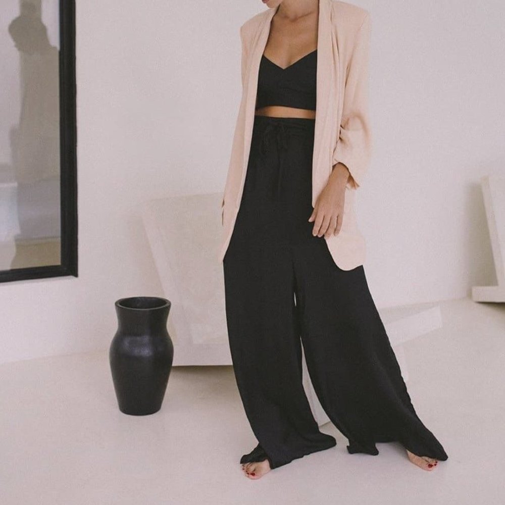 Aura The Label Satin Wide Leg Pants